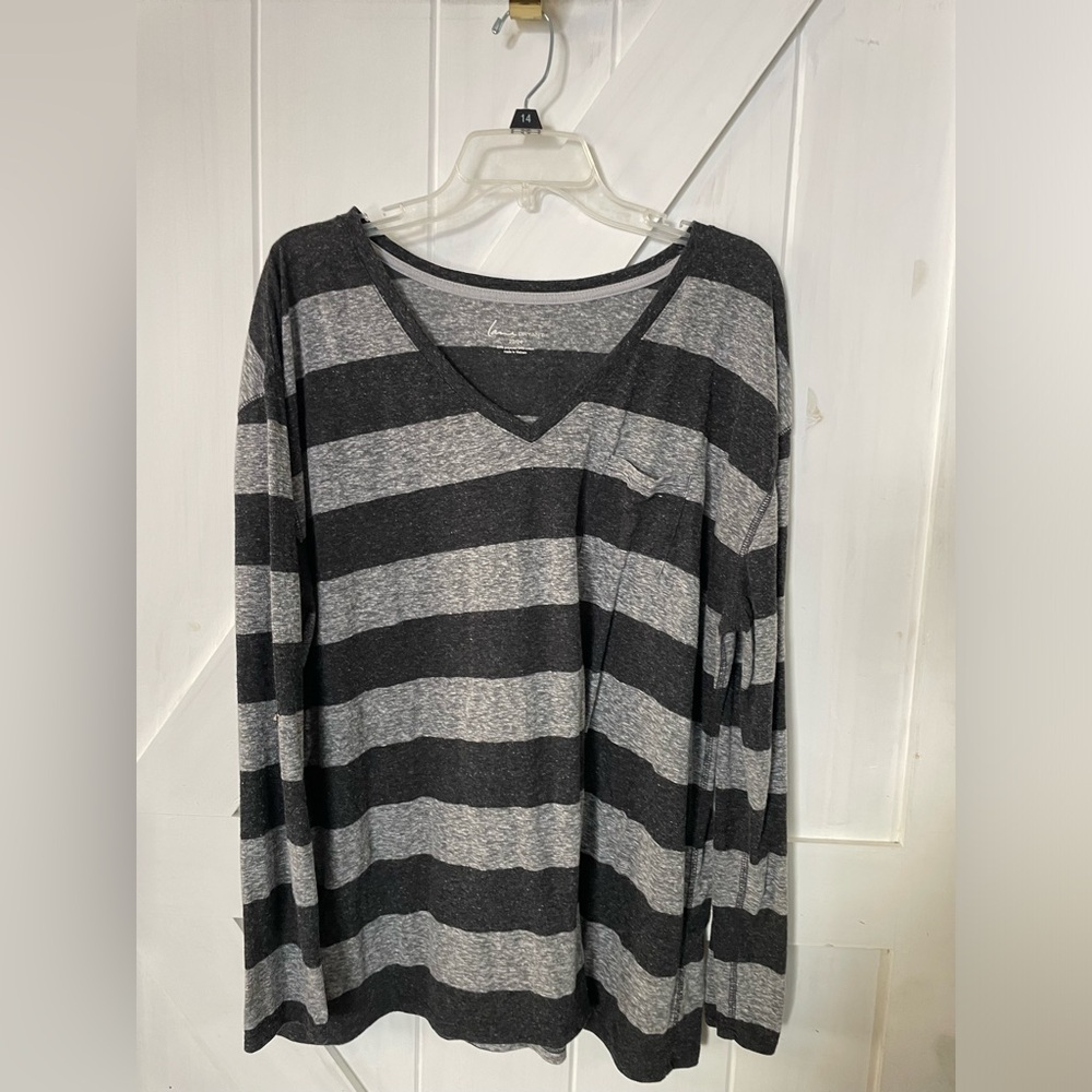 Lane Bryant, plus, striped long sleeve tee. School, fall, winter, teacher, 22/24
